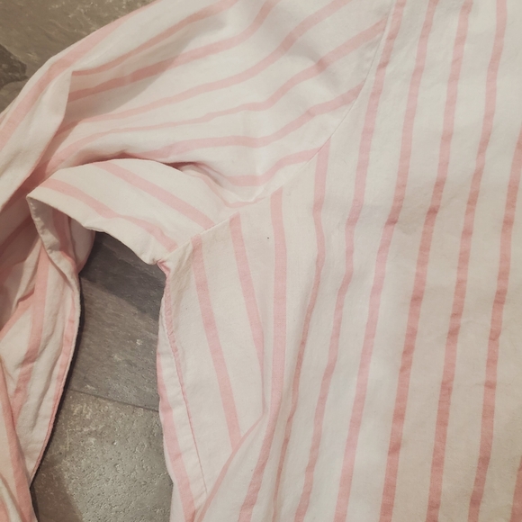 Sezane Gina Button Down Long Sleeve Cotton Shirt. White, Pink Striped. 6US. Lace - Picture 13 of 16